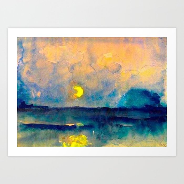 Yellow Moon (Over the Sea) landscape painting by Emil Nolde Art Print