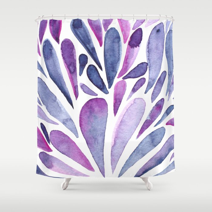Watercolor artistic drops - purple and indigo Shower Curtain