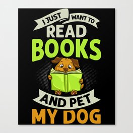 Book Dog Reading Bookworm Librarian Reader Canvas Print