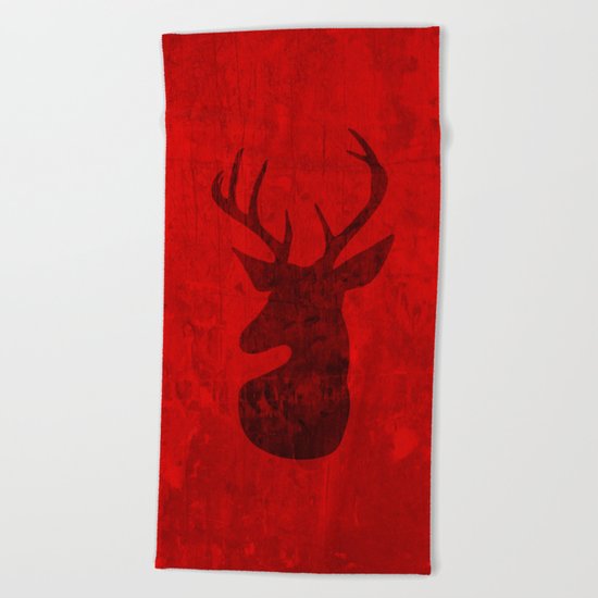 Red Deer Stag Design Beach Towel