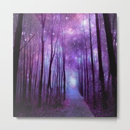 Fantasy Forest Path Purple Pink Metal Print