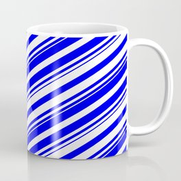 [ Thumbnail: Blue & White Colored Lines/Stripes Pattern Coffee Mug ]