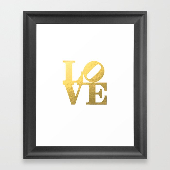 Love Gold Word Print Framed Art Print