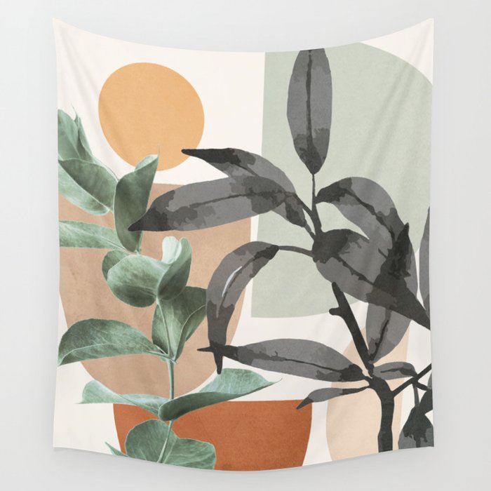 Sunset Flora 01 Wall Tapestry by City Art Society6
