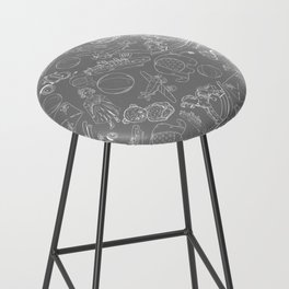 Grey and White Toys Outline Pattern Bar Stool