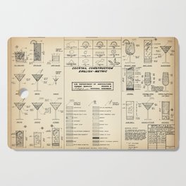 Vintage Cocktail Recipes Guide Cutting Board