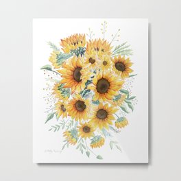 Loose Watercolor Sunflowers Metal Print | Sun, Watercolor, Painting, Beautiful, Spring, Sunflower, Gift, Botani, Sunflowers, Pretty 
