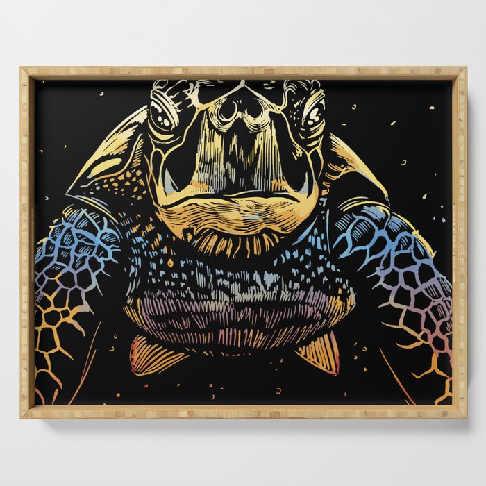 Colorful Sea Turtle Serving Tray