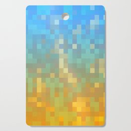 geometric pixel square pattern abstract background in yellow blue Cutting Board