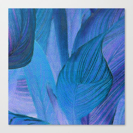 Exotic Leaves with Translucent Floral Pattern Canvas Print