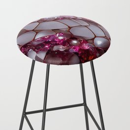 White Dragon Scale with Pearls and Pink Rhinestones Bar Stool