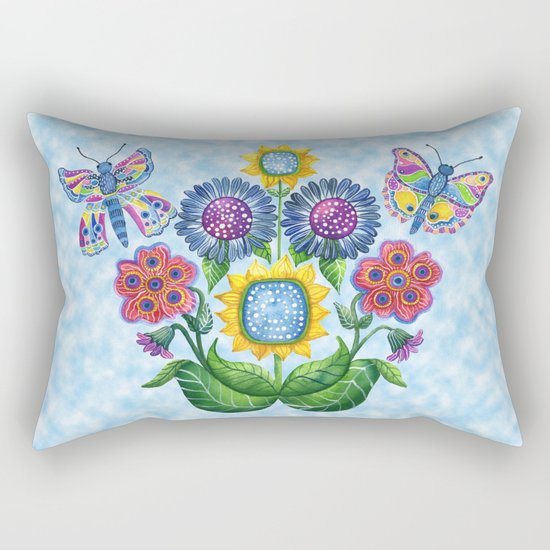 Butterfly Playground on a Summer Day Rectangular Pillow
