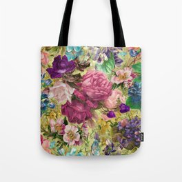 Stunning Floral garden yellow background  Tote Bag
