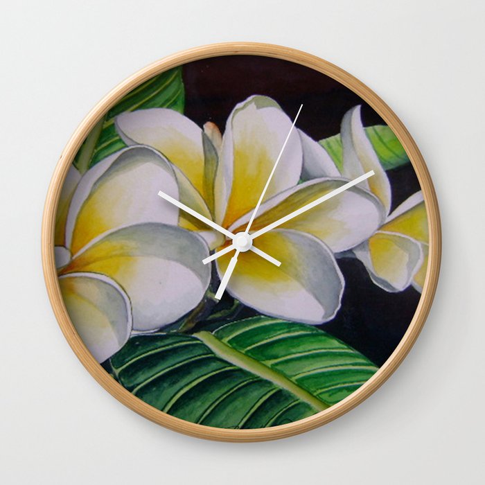 Polynesian Plumeria Wall Clock