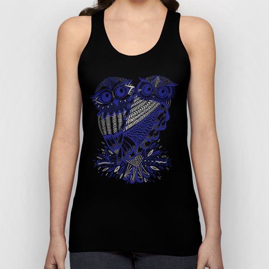 Owls – Silver & Navy Unisex Tank Top