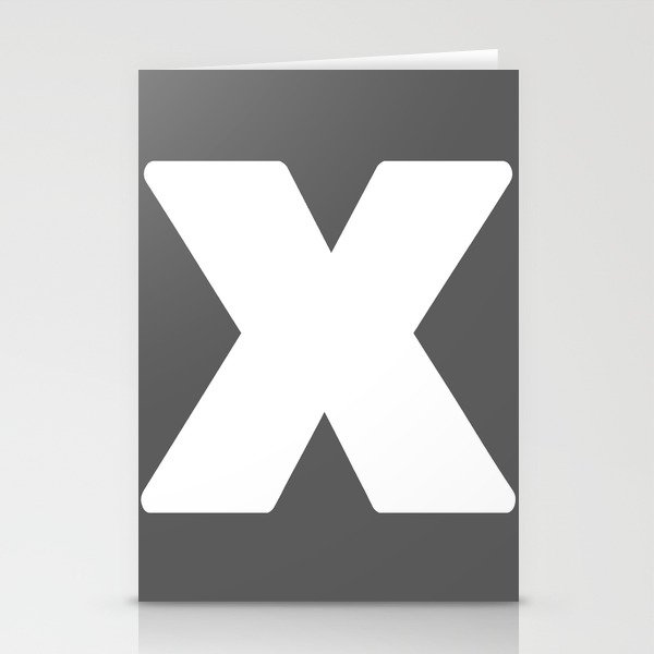 X (White & Grey Letter) Stationery Cards
