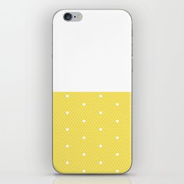 White Polka Dots Lace Horizontal Split on Sunshine Yellow iPhone Skin