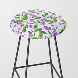 Purple flowers from gouache painting Bar Stool