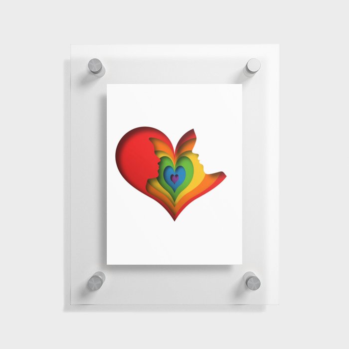 Paper cut gay couple in love illustration with LGBT flag colors  Floating Acrylic Print
