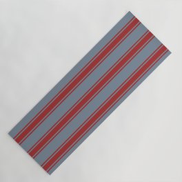 [ Thumbnail: Light Slate Gray & Brown Colored Pattern of Stripes Yoga Mat ]