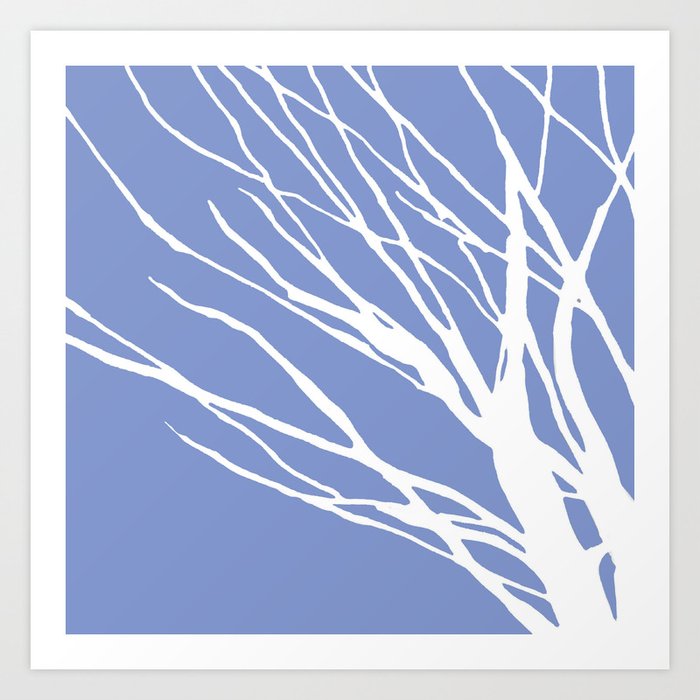 Tree Silhouette Periwinkle Blues Art Print