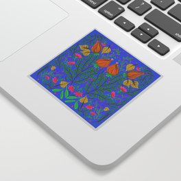 Tulip folk art blue Sticker