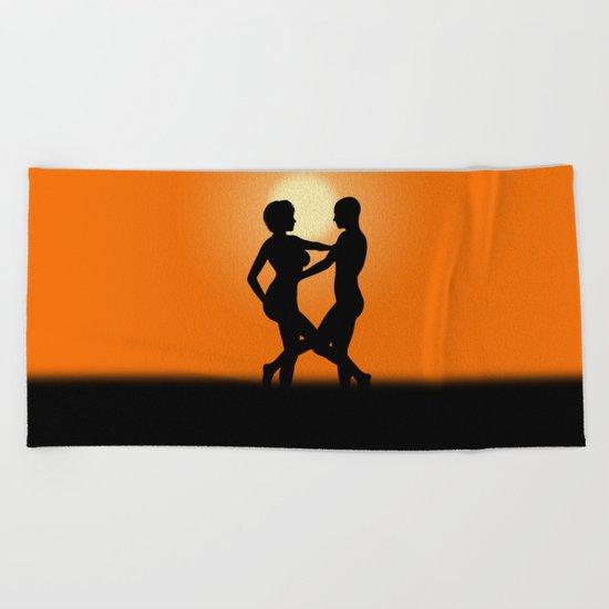 Sunset Dancing Lovers Beach Towel