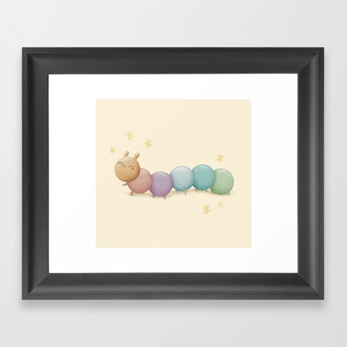 Happy Rainbow Caterpillar Framed Art Print