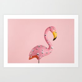 Quirky flamingo Art Print