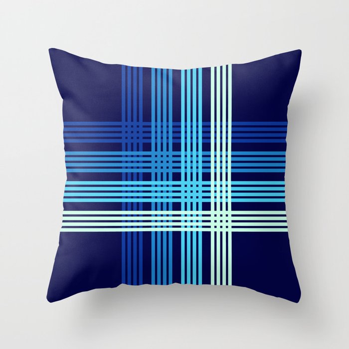 Yoshiyasu - Blue Maritime Sailor Retro Stripes Throw Pillow