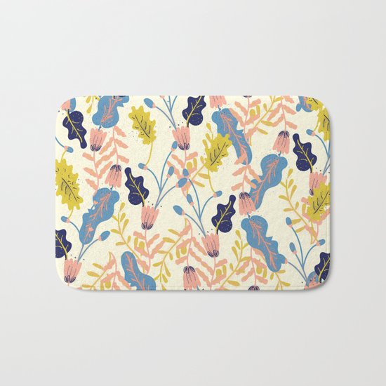 Pastel Floral Pattern Bath Mat