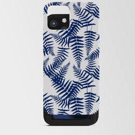 Blue Silhouette Fern Leaves Pattern iPhone Card Case