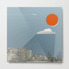 Sun in the harbour Metal Print | Vacation, Illustration, Luxurious, Popart, Sunboats, Collage, Relax, Digital, Mediterranean, Chill 