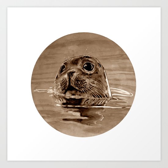 seal - sepia Art Print