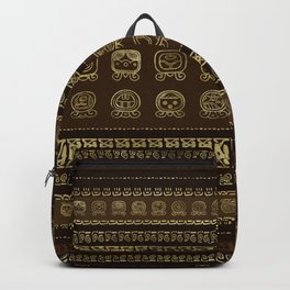 Maya Calendar Glyphs Gold on brown Backpack
