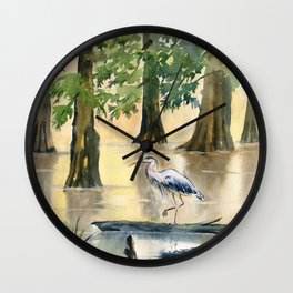 Great Blue Heron On The Bayou  Wall Clock