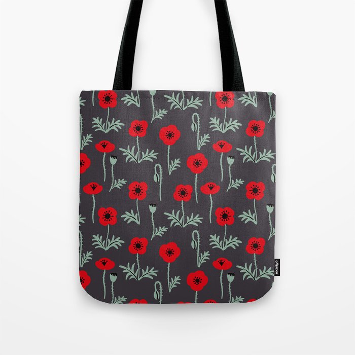 red poppy flower pattern tote bag by ojardin society6