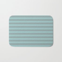 [ Thumbnail: Turquoise and Gray Colored Pattern of Stripes Bath Mat ]