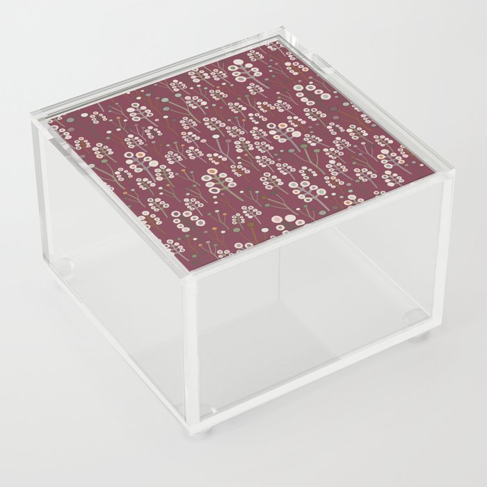Abstract red winter berries branches pattern Acrylic Box