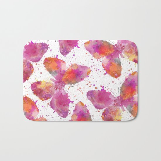 Artsy Butterfly colorful watercolor art Bath Mat