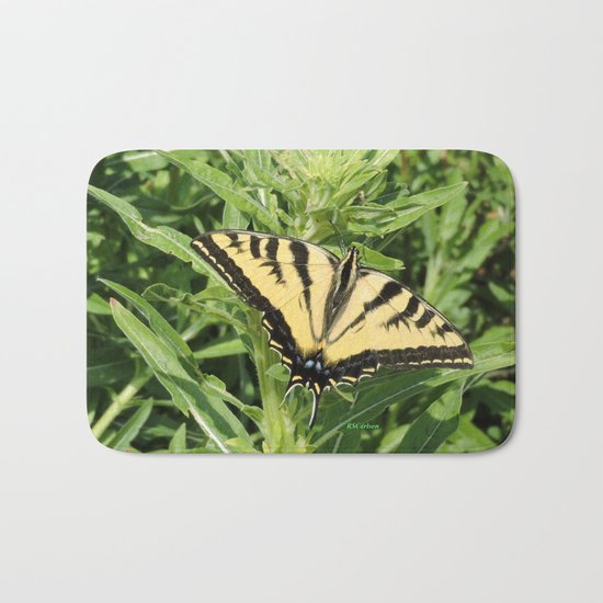 Swallowtail at Rest on Greenery Bath Mat