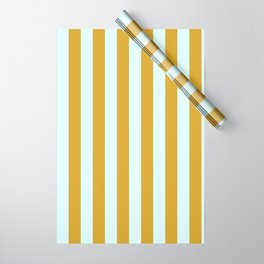 [ Thumbnail: Goldenrod & Light Cyan Colored Lines Pattern Wrapping Paper ]
