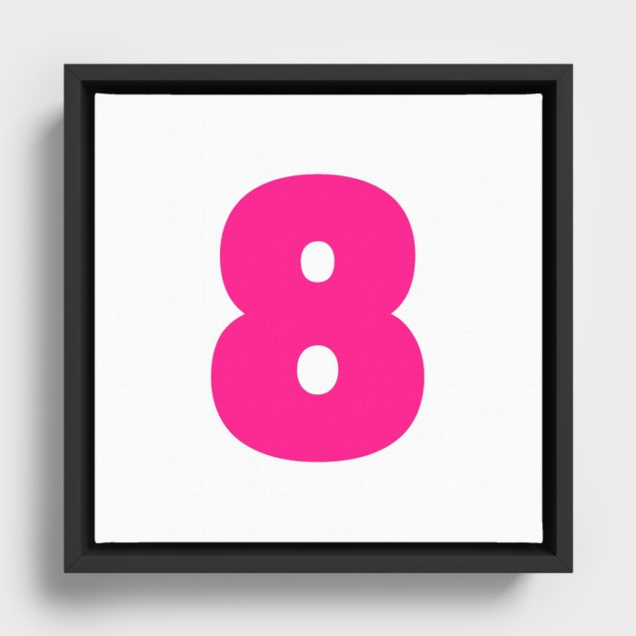 8 (Dark Pink & White Number) Framed Canvas