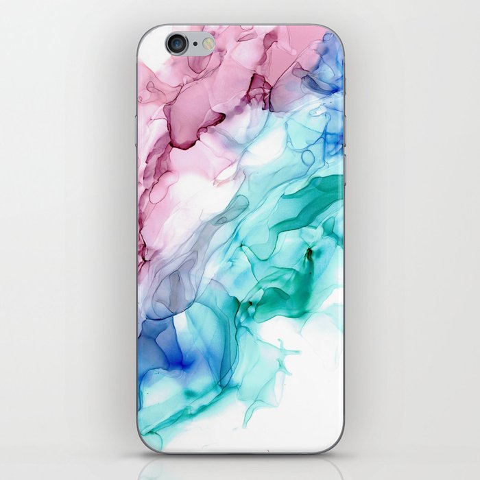 Pink Blue Abstract 31922 Alcohol Ink Painting by Herzart iPhone Skin
