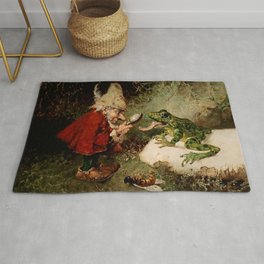 “Doctor Gnome Inspects Frog Tongue” by Heinrich Shlitt Rug