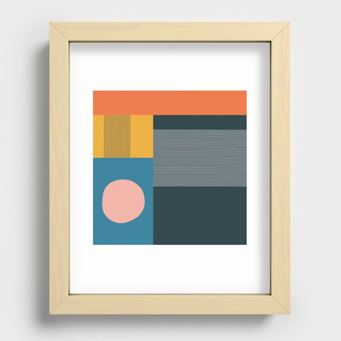 untitled 2 - blocks, lines & circle Recessed Framed Print