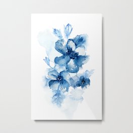 Blue Watercolor Painting Flowers Metal Print | Art, Botanical, Watercolor, Paintingflowers, Abstractflower, Fineart, Floraldesign, Wall Art, Paintingflower, Modernfloral 