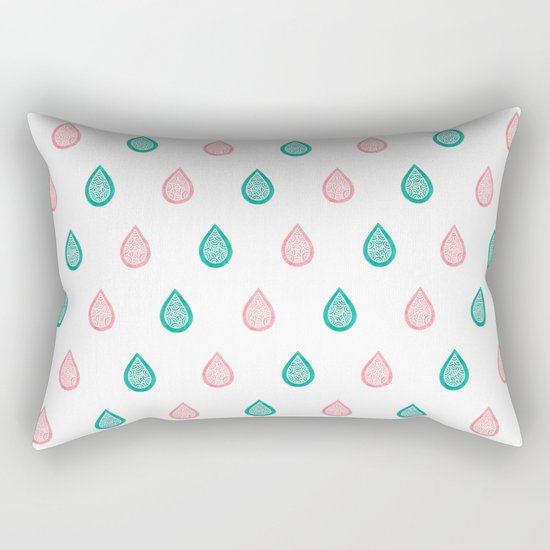 Turquoise and coral raindrops Rectangular Pillow