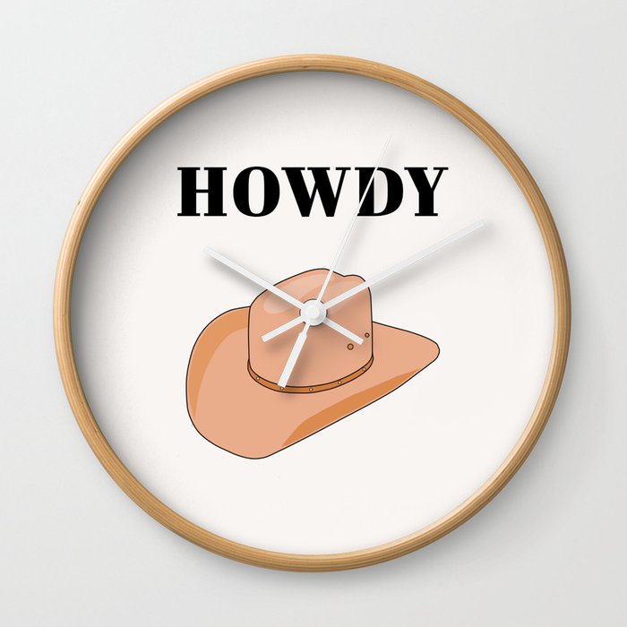 Howdy - Cowboy Hat Neutral Beige Wall Clock