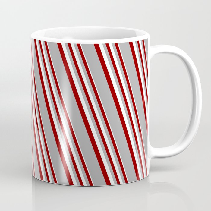 Mint Cream, Dark Red, and Dark Grey Colored Lines Pattern Coffee Mug